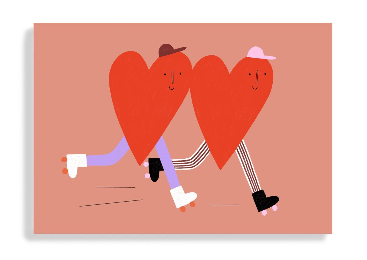 Postkarte "Skating Hearts"